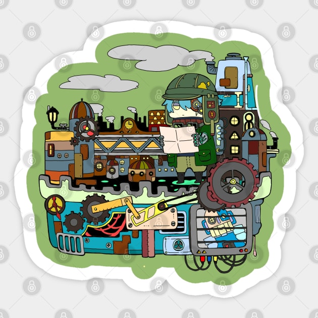 Steam punk boat Sticker by Courteney Valentine